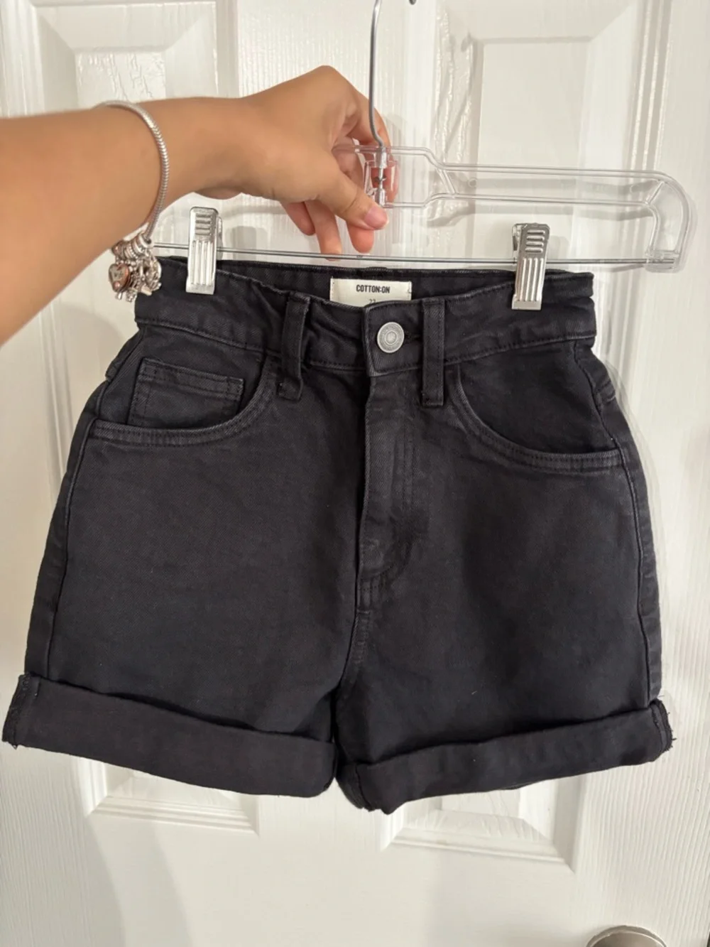 Cotton On Black High-Waist Rolled Hem Jean Shorts - Picture 6 of 7